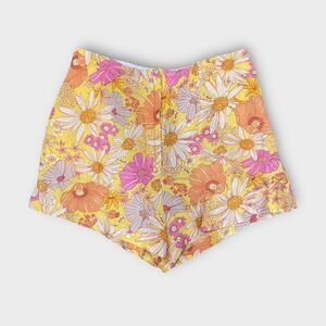 H&M Daisy Linen Shorts Summer Floral Print Women’s Size 10